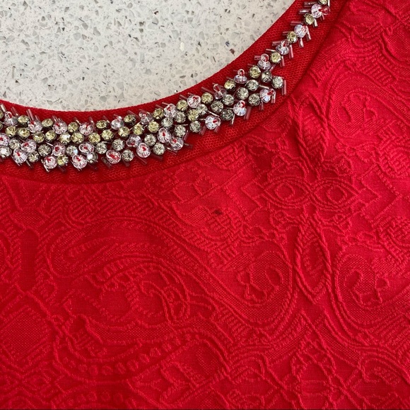 FRANCESCA’S Red Peplum Top w/ Rhinestone Detail- size L - Picture 3 of 7